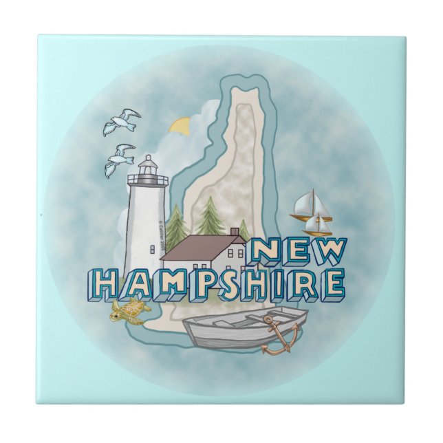 New Hampshire Lighthouse Ceramic Tile (Front)