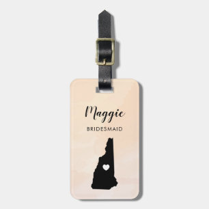New Hampshire Map Luggage Tag, Wedding Party Luggage Tag