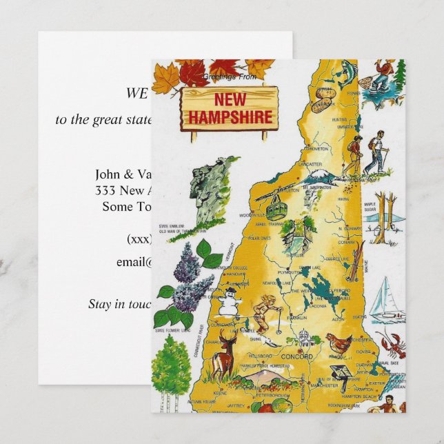 New Hampshire Map Moving Announcement (Front/Back)