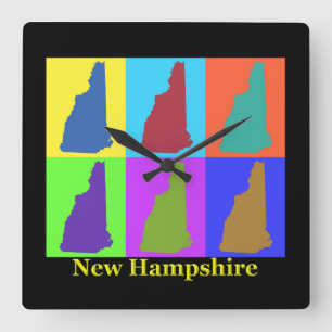 New Hampshire Map Square Wall Clock