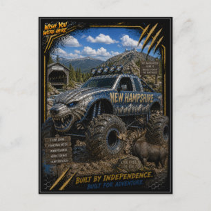 New Hampshire Monster Truck Off Road Art Postcard
