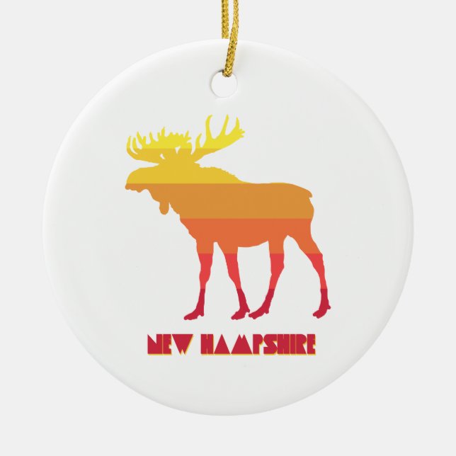 New Hampshire Moose Ceramic Ornament (Front)