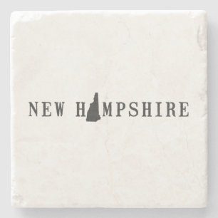 New Hampshire Name with State Shaped Letter Stone Coaster