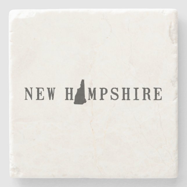 New Hampshire Name with State Shaped Letter Stone Coaster (Front)