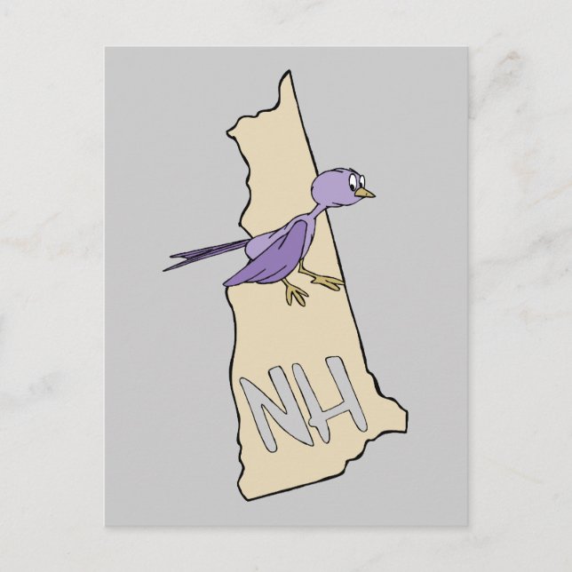 New Hampshire NH  Map with funny Purple Finch Postcard (Front)