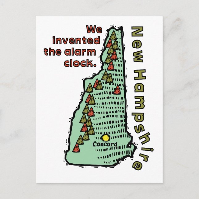New Hampshire NH Motto ~ We Invented The Alarm Postcard (Front)