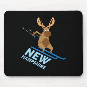 New Hampshire Nh Skiing Moose Winter Shirt Mouse Pad