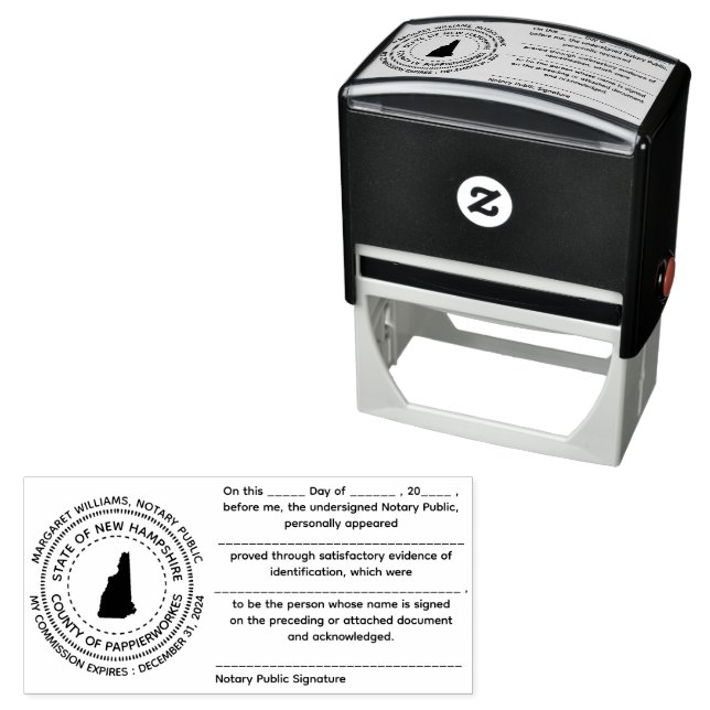 New Hampshire Notary Public Acknowledgement Stamp (In Situ)