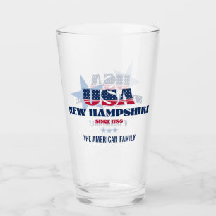 New Hampshire Patriotic Pride Personalised Glass