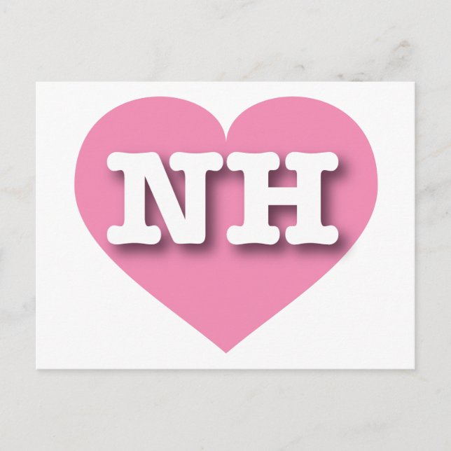 New Hampshire Pink Heart - I love NH Postcard (Front)