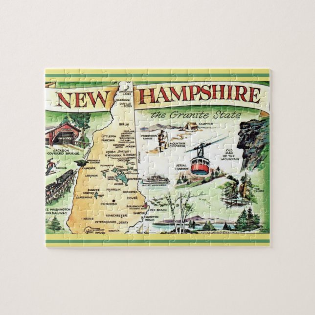 New Hampshire Postcard Map Jigsaw Puzzle (Horizontal)