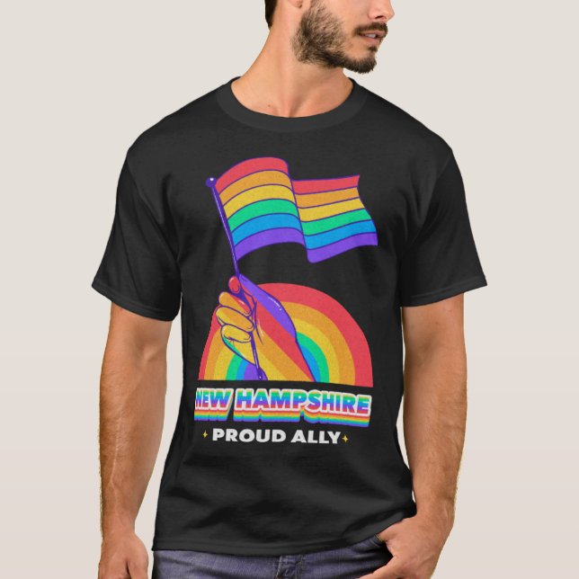 New Hampshire Proud Ally Pride Month LGBTQ LGBT Co T-Shirt (Front)
