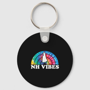 New Hampshire Rainbow Tie Dye _ Nh New Hampshire V Key Ring