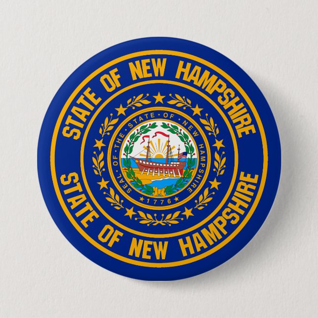 New Hampshire Round Emblem 7.5 Cm Round Badge (Front)