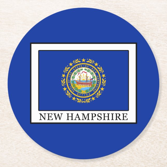 New Hampshire Round Paper Coaster (Front)