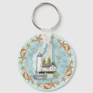 New Hampshire Shells Lighthouse Key Ring