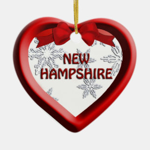 New Hampshire Snowflake Heart Christmas Ornament