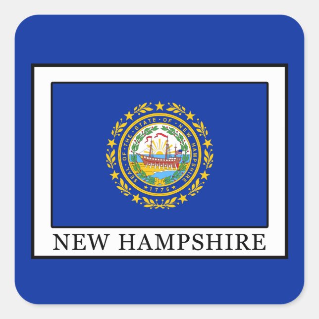 New Hampshire Square Sticker (Front)