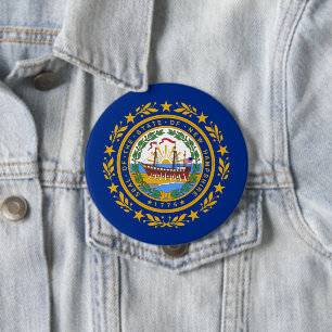 New Hampshire State Flag 10 Cm Round Badge