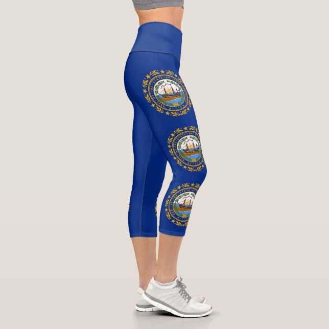 New Hampshire State Flag Capri Leggings (Right)