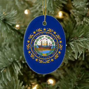 New Hampshire state flag Ceramic Ornament