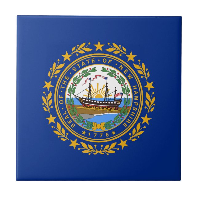 New Hampshire State Flag Ceramic Tile (Front)
