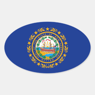 New Hampshire State Flag Design Oval Sticker