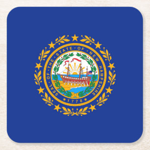 New Hampshire State Flag Design Square Paper Coaster