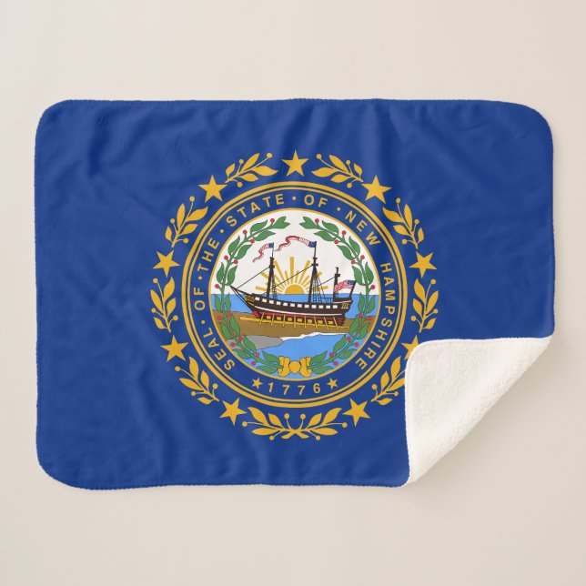 New Hampshire State Flag Sherpa Blanket (Front (Horizontal))