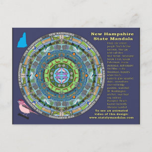 New Hampshire State Mandala Postcard