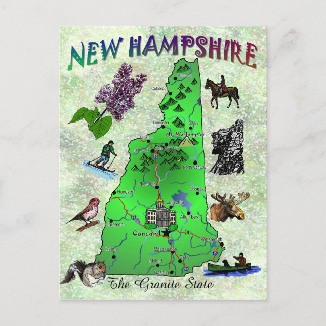 New Hampshire State map card (Front)