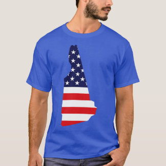 New Hampshire State Shape Flag Background T-Shirt