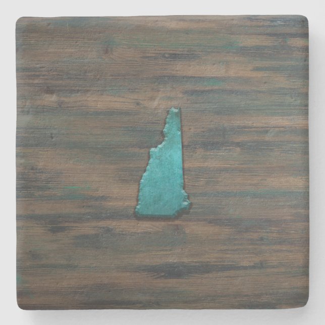 New Hampshire State Shape Teal Stone Coaster (Front)