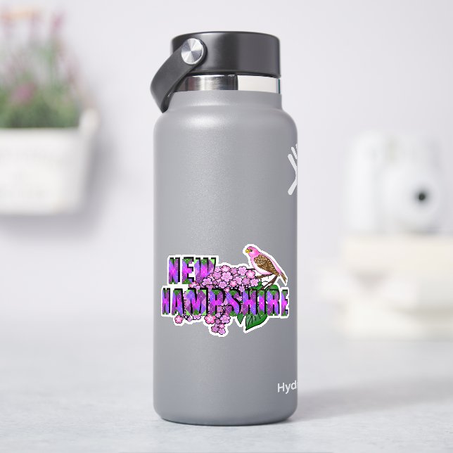 New Hampshire State Symbols Purple Finch & Lilacs (HydroFlask)