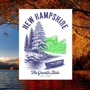 New Hampshire The Granite State Est. 1788 Lakeside Postcard