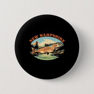 New Hampshire Trout Fly Fishing Fisherman Art 6 Cm Round Badge