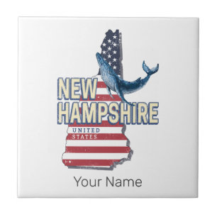 New Hampshire United States Retro State Map Ceramic Tile