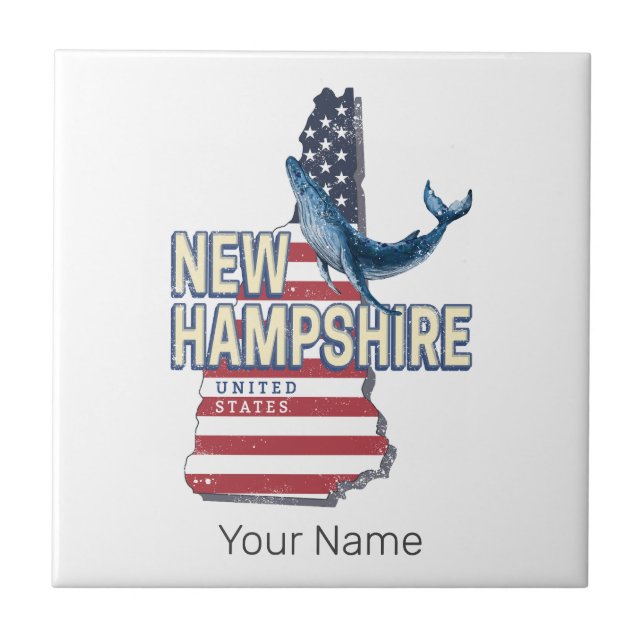 New Hampshire United States Retro State Map Ceramic Tile (Front)