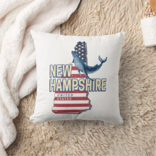 New Hampshire United States Retro State Map Cushion