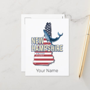 New Hampshire United States Retro State Map Holiday Postcard