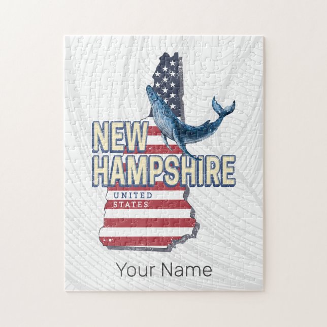 New Hampshire United States Retro State Map Jigsaw Puzzle (Vertical)