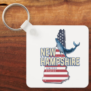 New Hampshire United States Retro State Map Key Ring