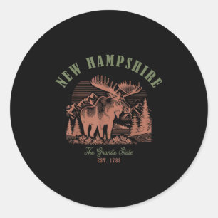 New Hampshire Usa Mono Art  Classic Round Sticker