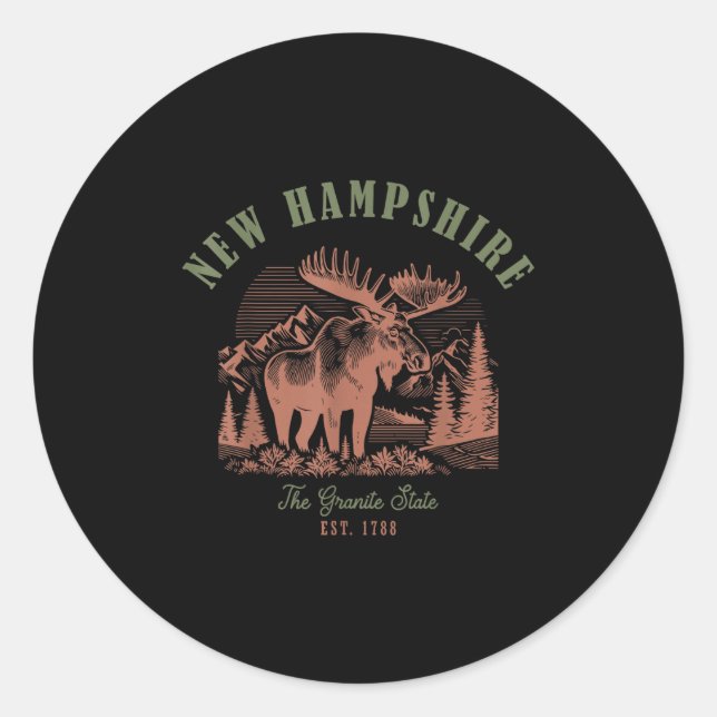 New Hampshire Usa Mono Art  Classic Round Sticker (Front)