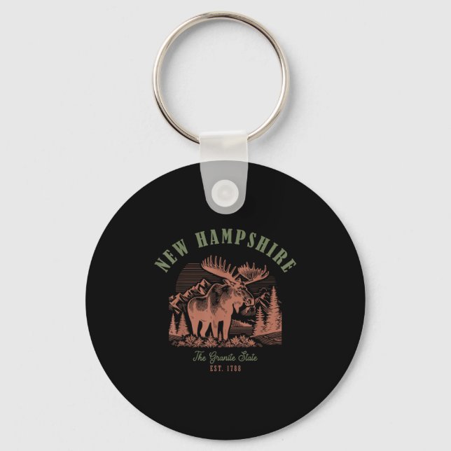 New Hampshire Usa Mono Art  Key Ring (Front)