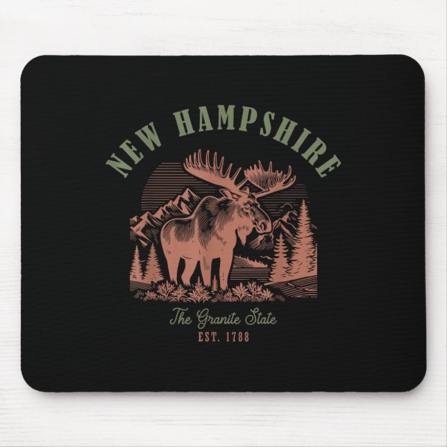 New Hampshire Usa Mono Art  Mouse Pad (Front)
