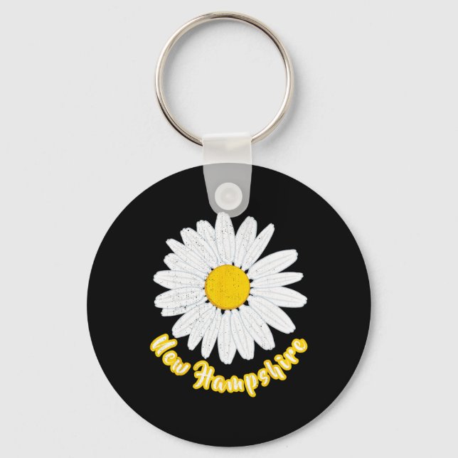 New Hampshire Vacation Flower Meadow Daisy Petals  Key Ring (Front)