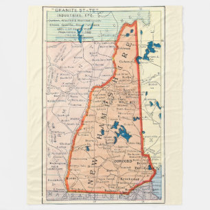 New Hampshire Vintage Map Postcard Fleece Blanket
