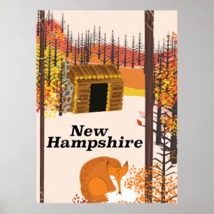 New Hampshire vintage USA travel poster