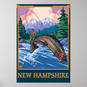 New HampshireAngler Fisherman Scene Poster